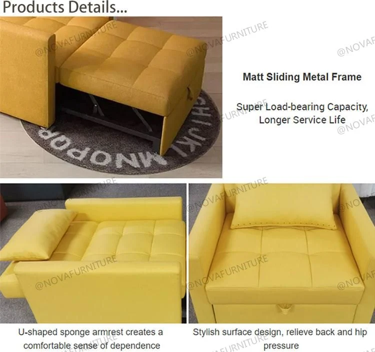 Nova Modern Design Fashion Living Room Furniture Single Divan Sofa Cum Bed Folding Guest Sleeper Sofa Bed