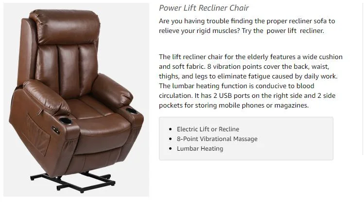 Power Lift Recliner Chair for Elderly, with Remote Control for Living Room