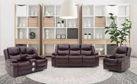 Geeksofa Power Elektrisches Leder-Dreisitzer-Sofa-Set mit Bewegungsliege für das Wohnzimmer