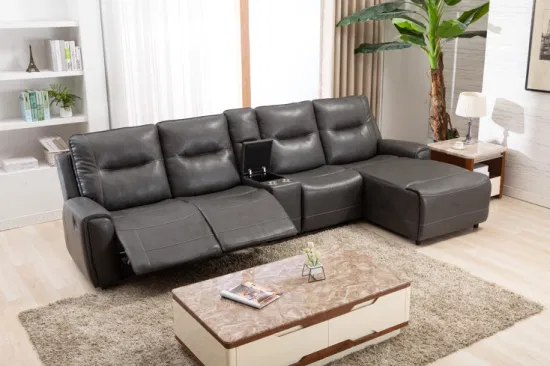 Cy-Ecksofa-Set aus echtem Leder, 7-Sitzer-Sofagarnitur mit Liegefunktion